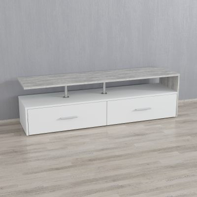 Тумбочка під ТВ Forte Adela Ш 1400 / 416 / Р 350 Бетон - Білий