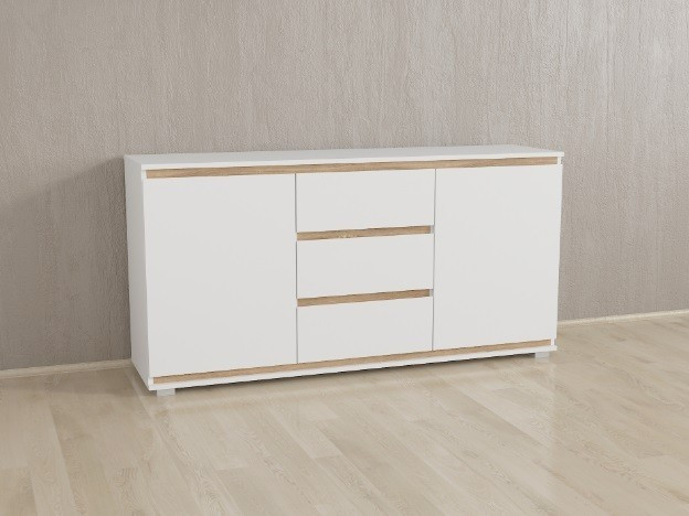 Комод Forte Mikkel Ш 1502 / В 759 / Р 390 Білий-Дуб сонома планки