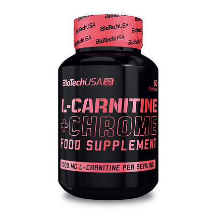 Л-карнітин BioTech L-Carnitine plus Chrome 60 капс Капсули для зниження ваги і схуднення для жінок і чоловіків, фото 2
