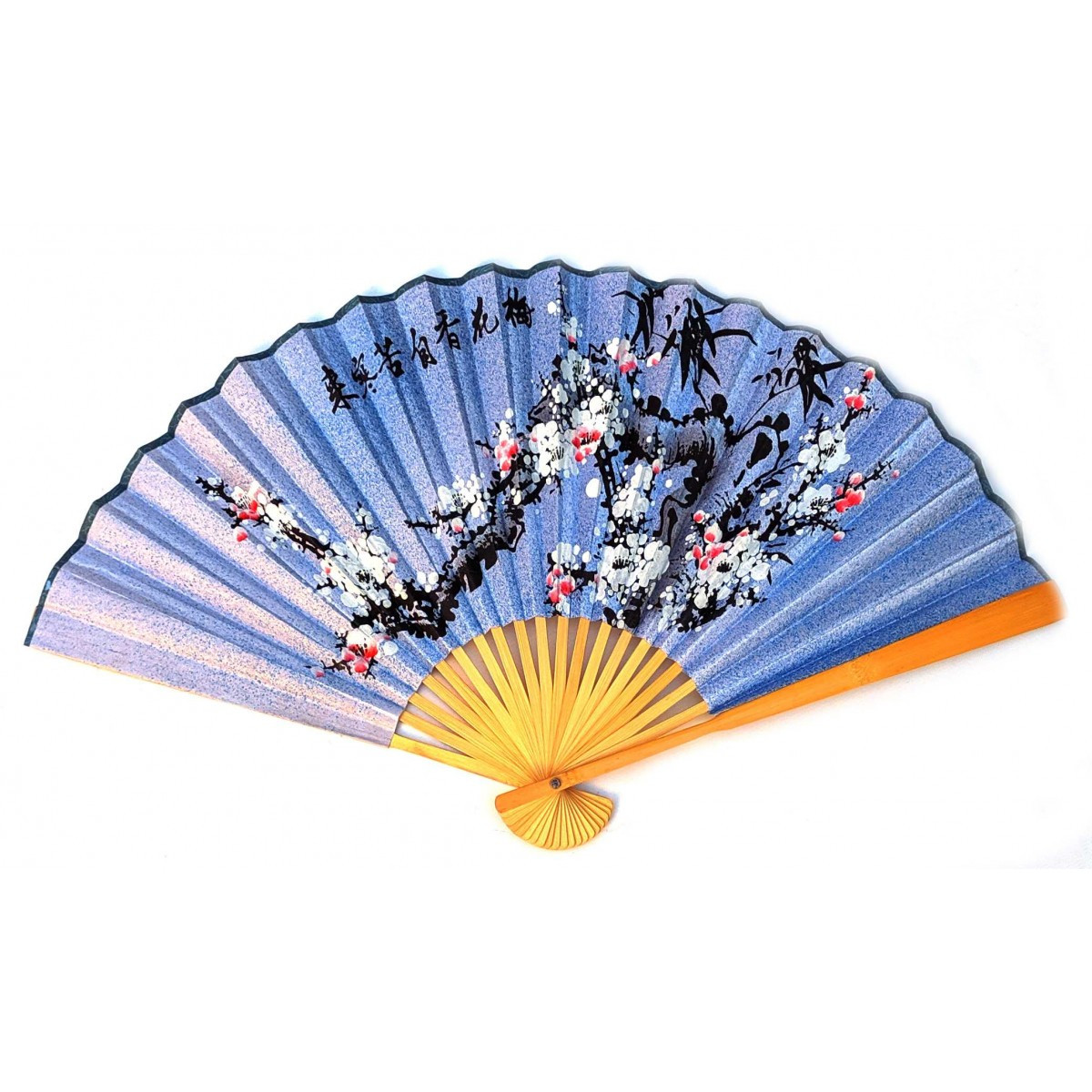Веер настенный бамбуковый с шелком "Сакура" голубой 90х50см (24235L) - фото 1 - id-p1196350882