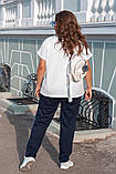 Літній стильний жіночий брючний батальний прогулянковий костюм-двійка: футболка + штани (р.52-56). Арт-1255/76, фото 2
