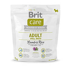 Корм сухий для дорослих собак дрібних порід Brit Care Adult Small Breed Lamb & Rice 1 кг (ягня і рис)