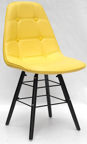 Стул Alex Q - BK Eames желтый 12 кожзам на деревянных черных ножах, фото 2