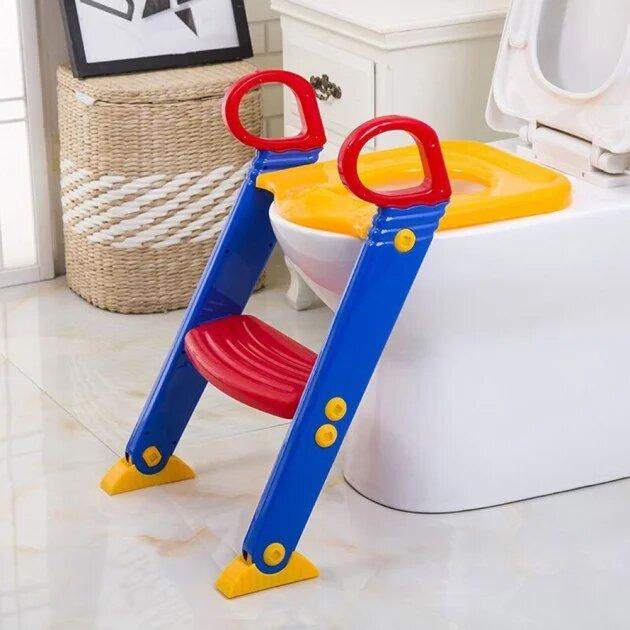 Дитяче сидіння на унітаз зі сходинкою і ручками Children Toilet Trainer