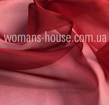 Тканина Органза з переливом ширина 150 см Темно-червоний