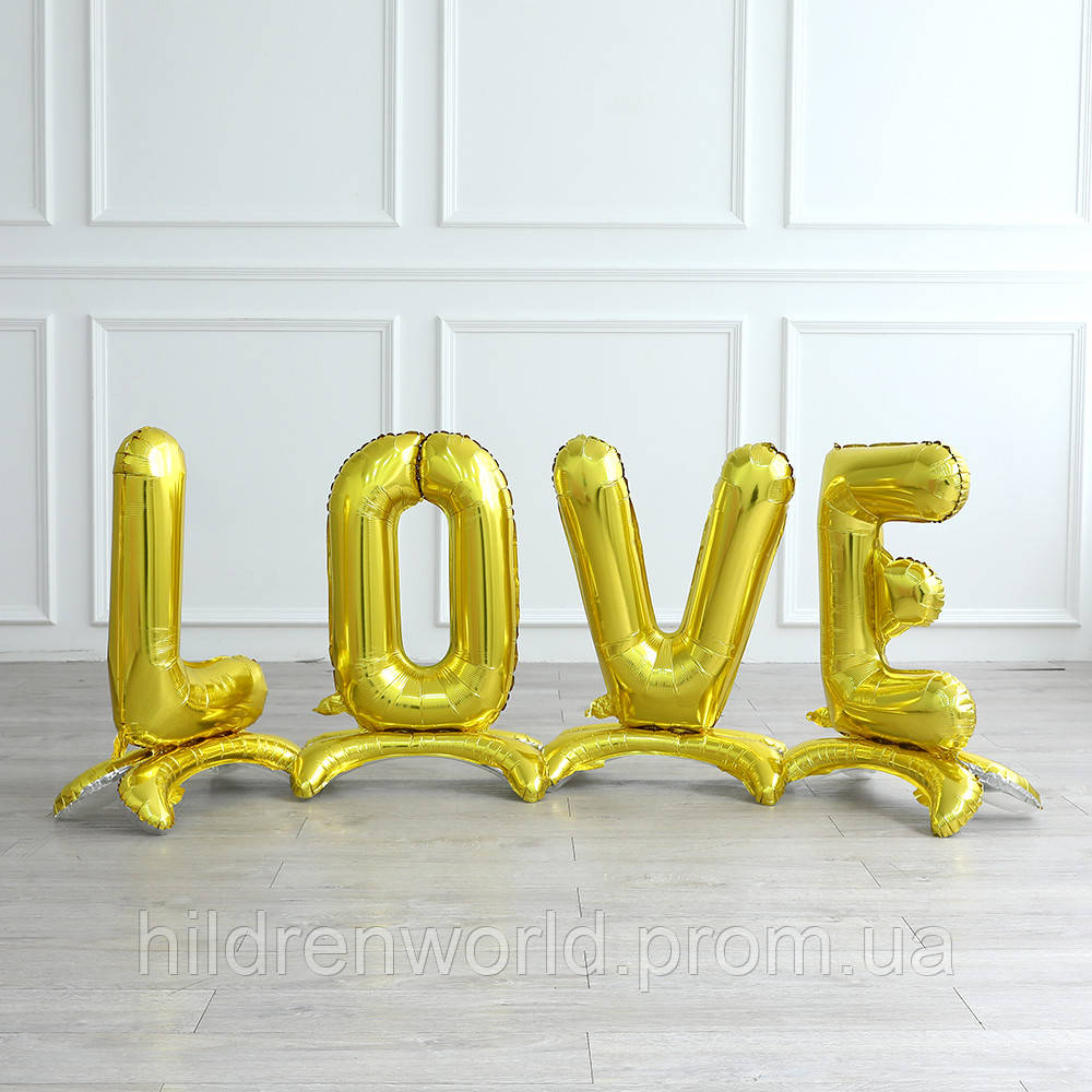 Фольговані літери з підставкою золото LOVE, 80 см