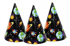 Ковпачки, ковпаки святкові карнавальні 16 см "Космос" -