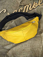 Кожаная бананка - поясная сумка качественная "Iintrepid" желтая