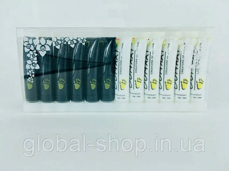 Акрилові фарби набір 12 штук Oumaxi (білі + чорні), для дизайну нігтів і стемпінгу