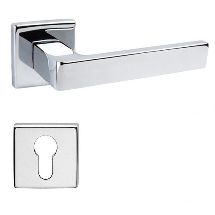 Дверна ручка на розетці DND by Martinelli QUATTRO 02-Z хром (з накладкою під циліндр)264/14-ZY-ZC