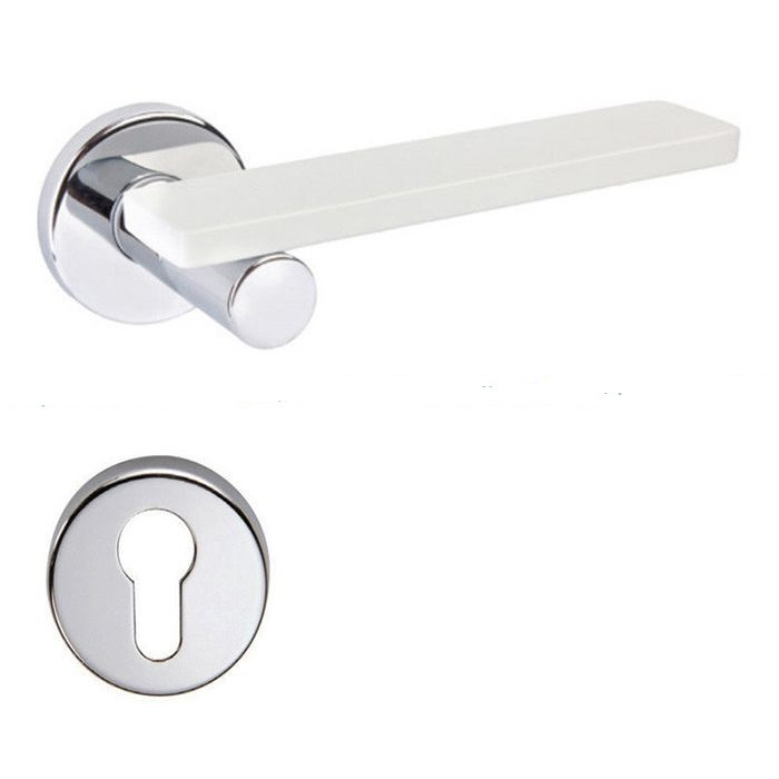 Дверна ручка на розетці DND by Martinelli MINIMA хром-білий (з накладкою під циліндр) MN12Y-ZCBI