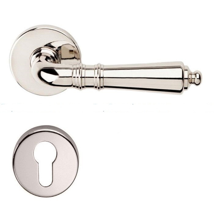 Дверна ручка на розетці DND by Martinelli DANIELA полірований нікель (з накладкою під циліндр) 391/12Y-ONV