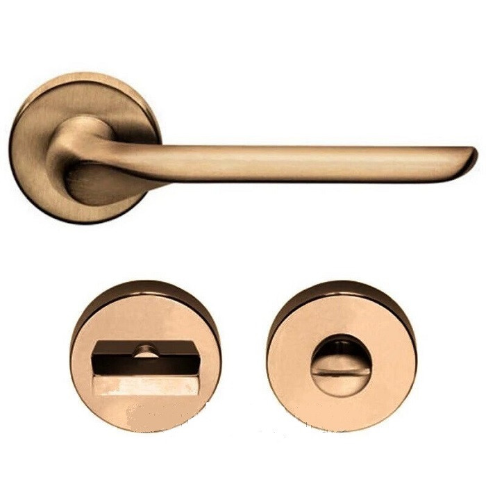 Дверна ручка на розетці DND by Martinelli CHOP матова бронза (з накладкою WC) CP12T-ZGH