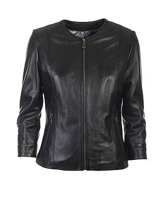 Шкіряна куртка жіноча VK чорна річна коротка (Арт. TEX2-201)