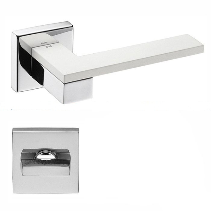 Дверна ручка на розетці DND by Martinelli ESA хром-білий (з накладкою WC) ES14T-CBI