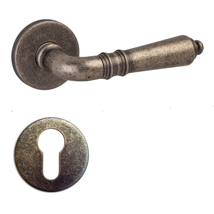 Дверна ручка на розетці DND by Martinelli DANIELA античне залізо (з накладкою під циліндр) 391/12Y-FAN