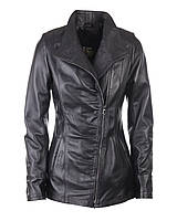 Кожаная куртка женская VK черная удлиненная (Арт. VK12-12)