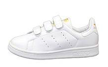 Кросівки жіночі шкіряні Adidas Stan Smith white "Білі на липучках" р.36-40