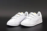 Кросівки жіночі шкіряні Adidas Stan Smith white "Білі на липучках" р.36-40, фото 6