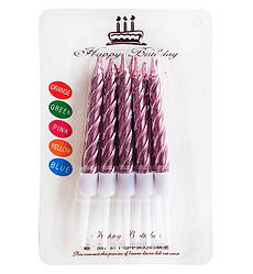 Свічки на день народження "Classic", 10 шт., рожевий металік