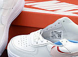 Кросівки жіночі шкіряні Nike Air Force "Білі з червоним" найк аїр форс р. 36-38, фото 4