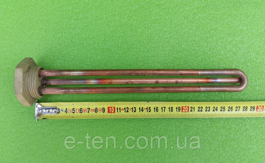 Мідний тен прямий KAWAI 1500W / 220V на різьбі 1.25" (дюйм з чвертю) / L=280мм (без місця під анод) KAWAI