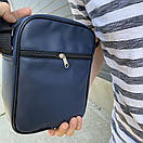 Сумка чоловіча зі штучної шкіри темно-синього кольору, фото 2