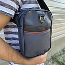 Сумка чоловіча зі штучної шкіри темно-синього кольору, фото 3
