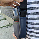 Сумка чоловіча зі штучної шкіри темно-синього кольору, фото 4