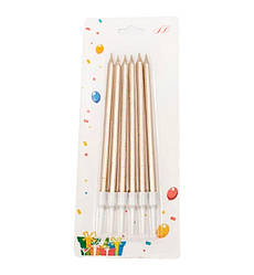 Свічки на день народження "Pink gold" + підставки, 6 шт., висота - 13 см