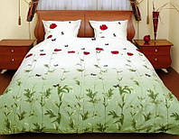 Комплект постельного белья ТЕП евро Маки зеленые с бабочками
