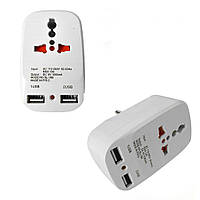 Мережевий трійник 2 USB Travel Adaptor 823