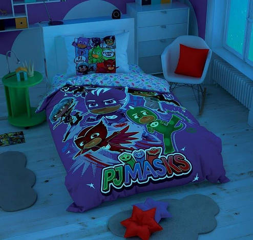 Постільна білизна TAC PJ Masks Hero glow полуторний, фото 3