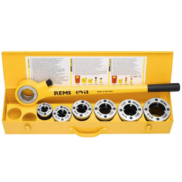 Ручний різь. люпл REMS "Ева" — Набір NPT 1/2-3/4-1.1/4" —лева — у ст. ящику, фото 1