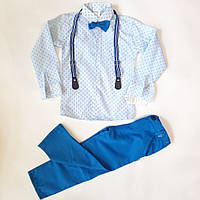 Костюм класичний із сорочкою та штанами на підтяжки для хлопчика 2, 4 роки
