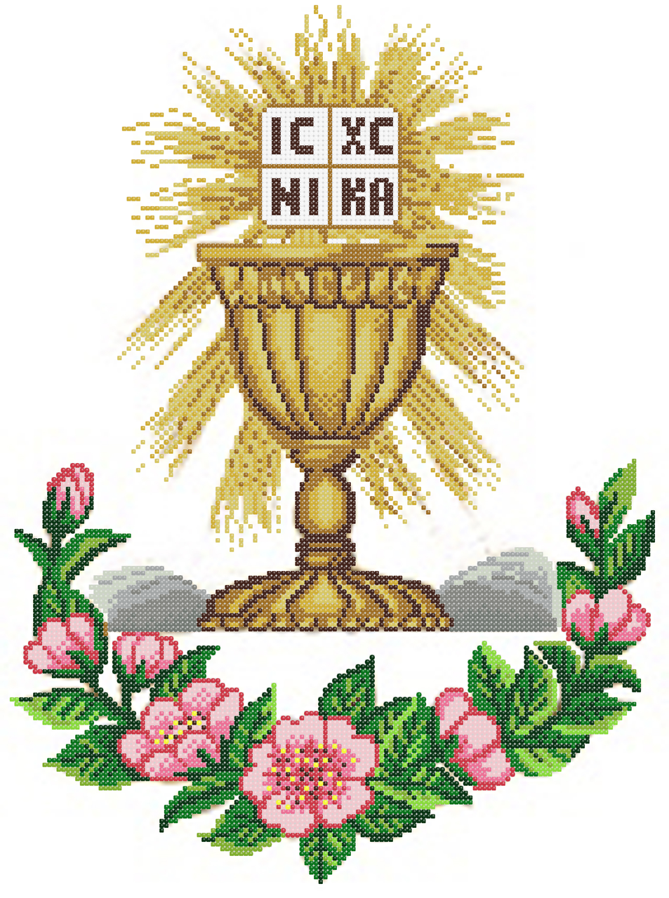 Свята Євхаристія (з квітами ) Схема вишивки бісером
