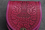 Жіноча сумка в карпатському стилі "Калина" з натуральної шкіри стильна на ремінці, фото 5