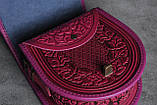 Жіноча сумка в карпатському стилі "Калина" з натуральної шкіри стильна на ремінці, фото 6