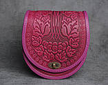 Жіноча сумка в карпатському стилі "Калина" з натуральної шкіри стильна на ремінці, фото 2