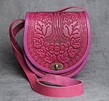 Жіноча сумка в карпатському стилі "Калина" з натуральної шкіри стильна на ремінці, фото 10