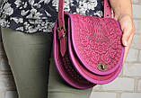 Жіноча сумка в карпатському стилі "Калина" з натуральної шкіри стильна на ремінці, фото 3