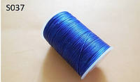Нитка вощений для шиття по шкірі 0,45 мм S037 148 м синій колір Galaces кругла нитка (4446)