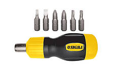 Викрутка Sigma MINI з реверсом і тріскачкою +біти 6шт CrV