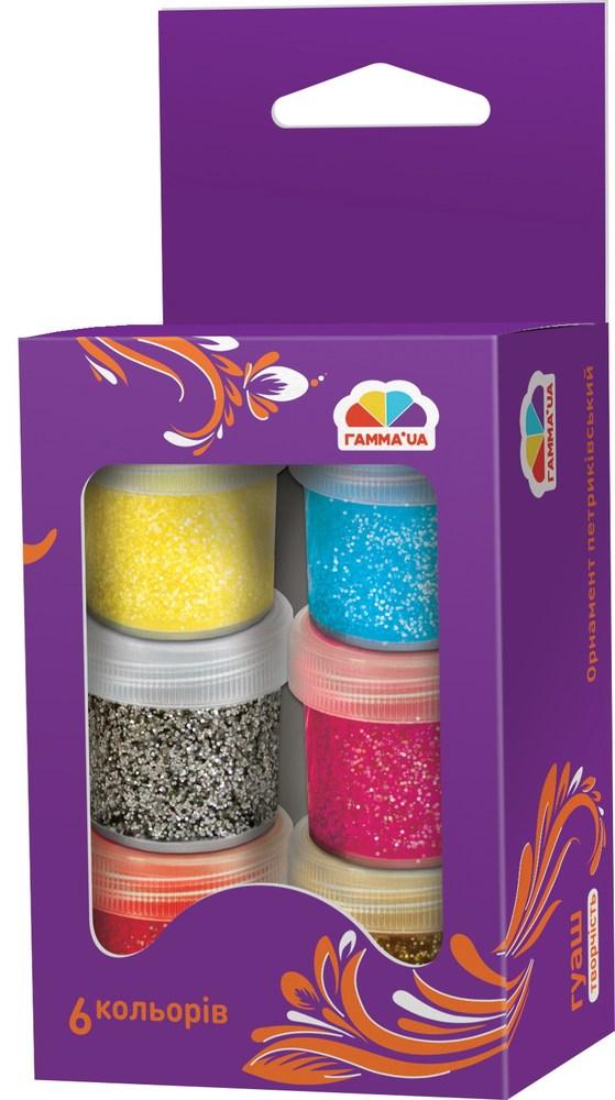 Гуаш СД3 Творчість 6кол/10мл з блискітками