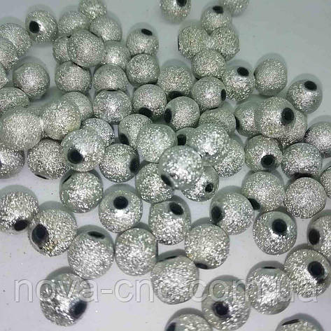 Бусини пластик фольговані "Шар" світле срібло 7 мм 500 грамів, фото 1