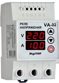 Реле напряжения с контролем тока VA-protector 32A DigiTOP