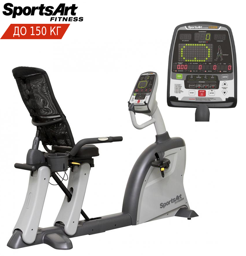 Горизонтальний Велотренажер SportsArt C532R. Електромагнітна. Комерційний. Маховик 11 кг. До 150 кг.