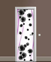 Вінілова 3D наклейка на двері Чорні Сфери інтер'єрна плівка ПВХ кулі абстракція Фіолетовий 60*180 см