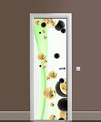 Вінілова 3D наклейка на двері Рідке золото інтер'єрна плівка ПВХ сфери кулі Абстракція Зелений 60*180 см