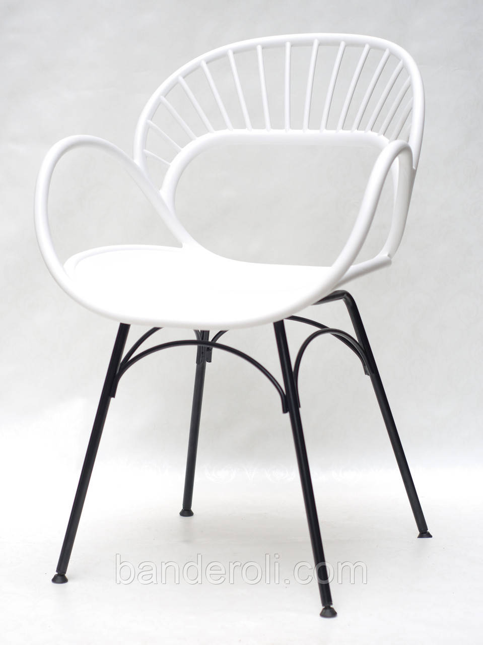 Крісло Flori пластикове на металевих ногах, білий 07, фото 1